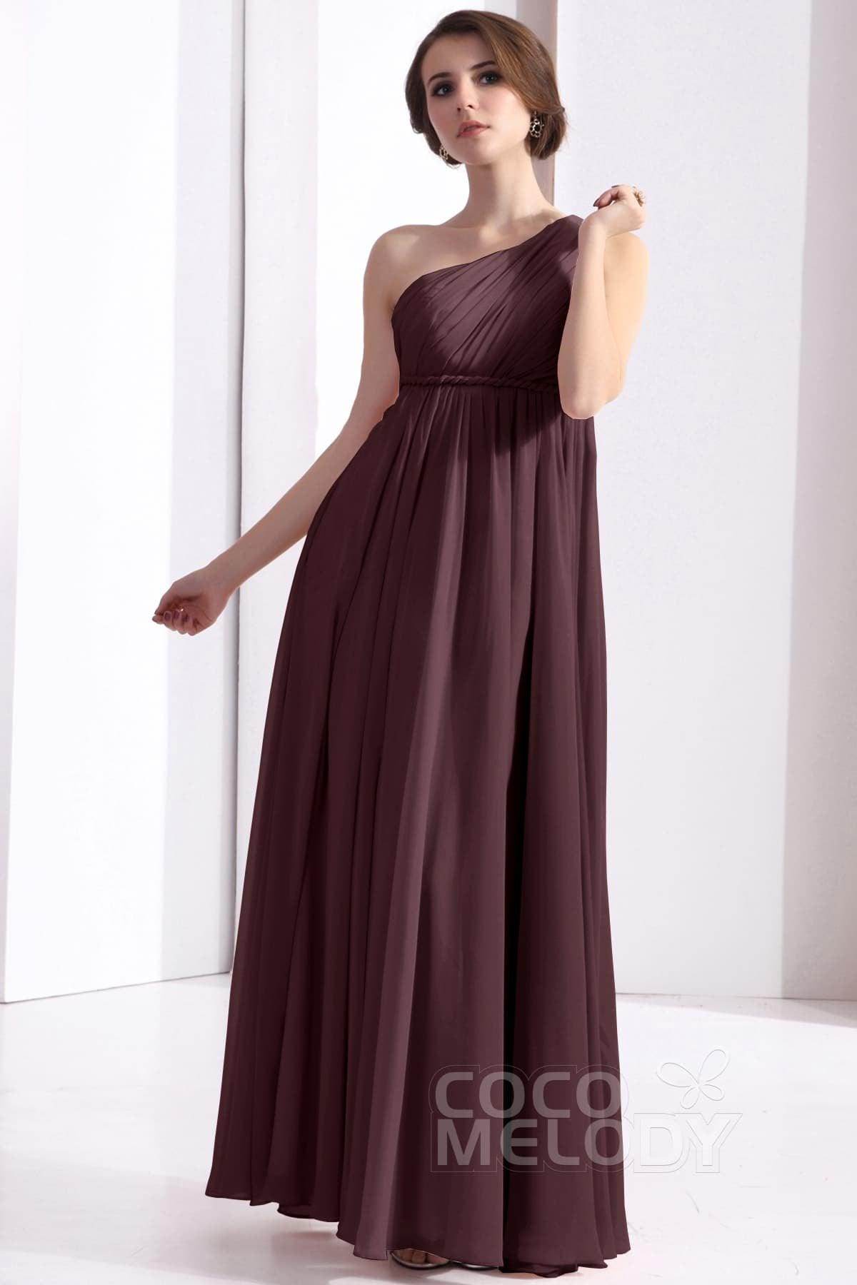Sheath Floor Length Chiffon Bridesmaid Dress COSF1300D - COCOMELODY